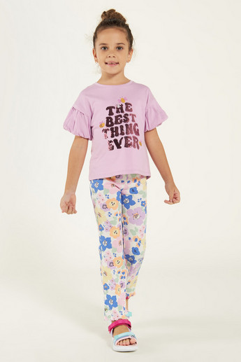 Buy Baby Girls' Juniors Floral Print Leggings with Elasticated