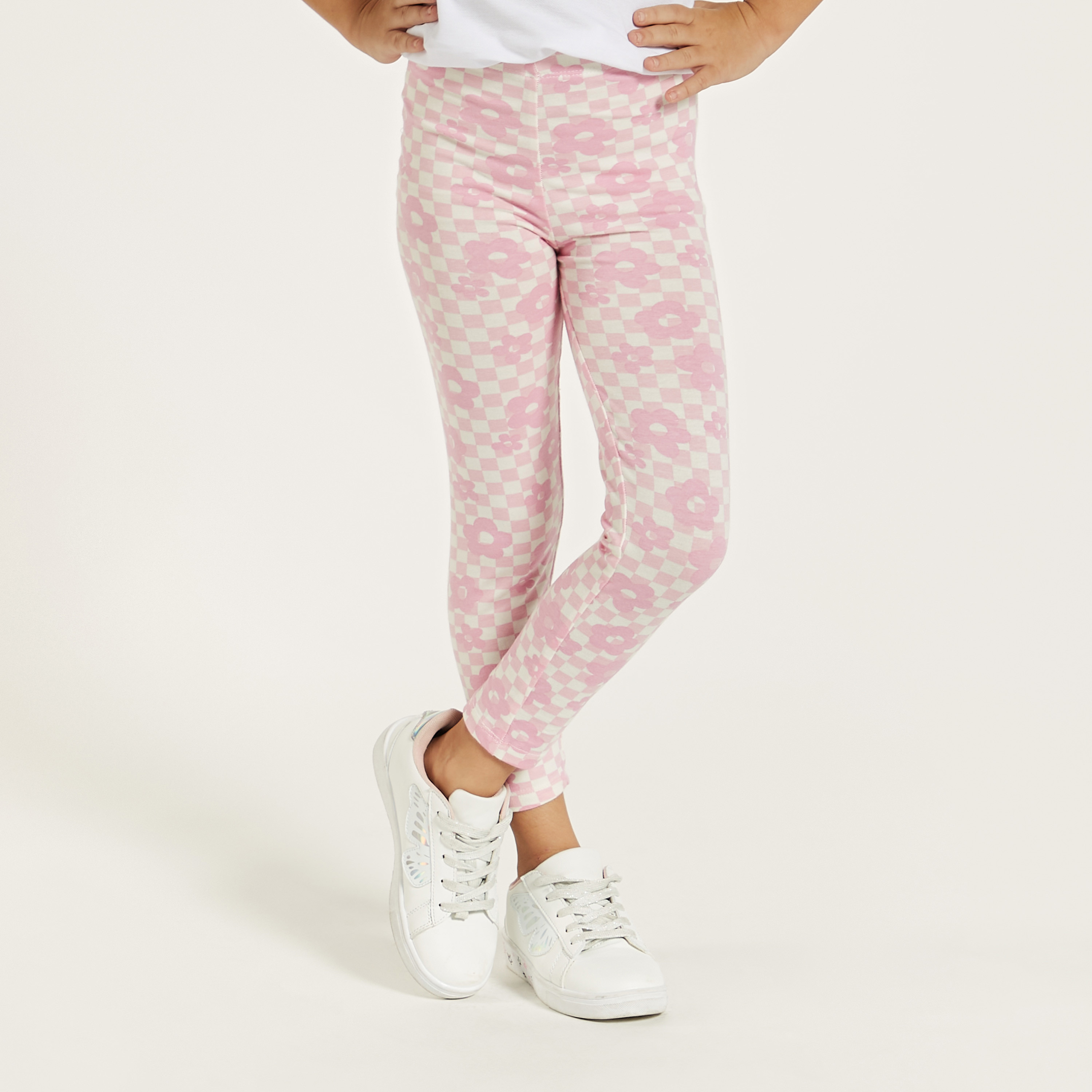 Juniors Floral Print Leggings with Elasticated Waistband-baby-girls-clothing-bottoms-leggings-image-1