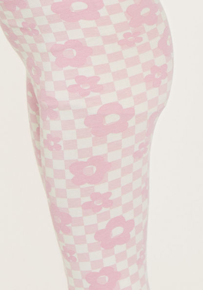 Juniors Floral Print Leggings with Elasticated Waistband-Leggings-image-2