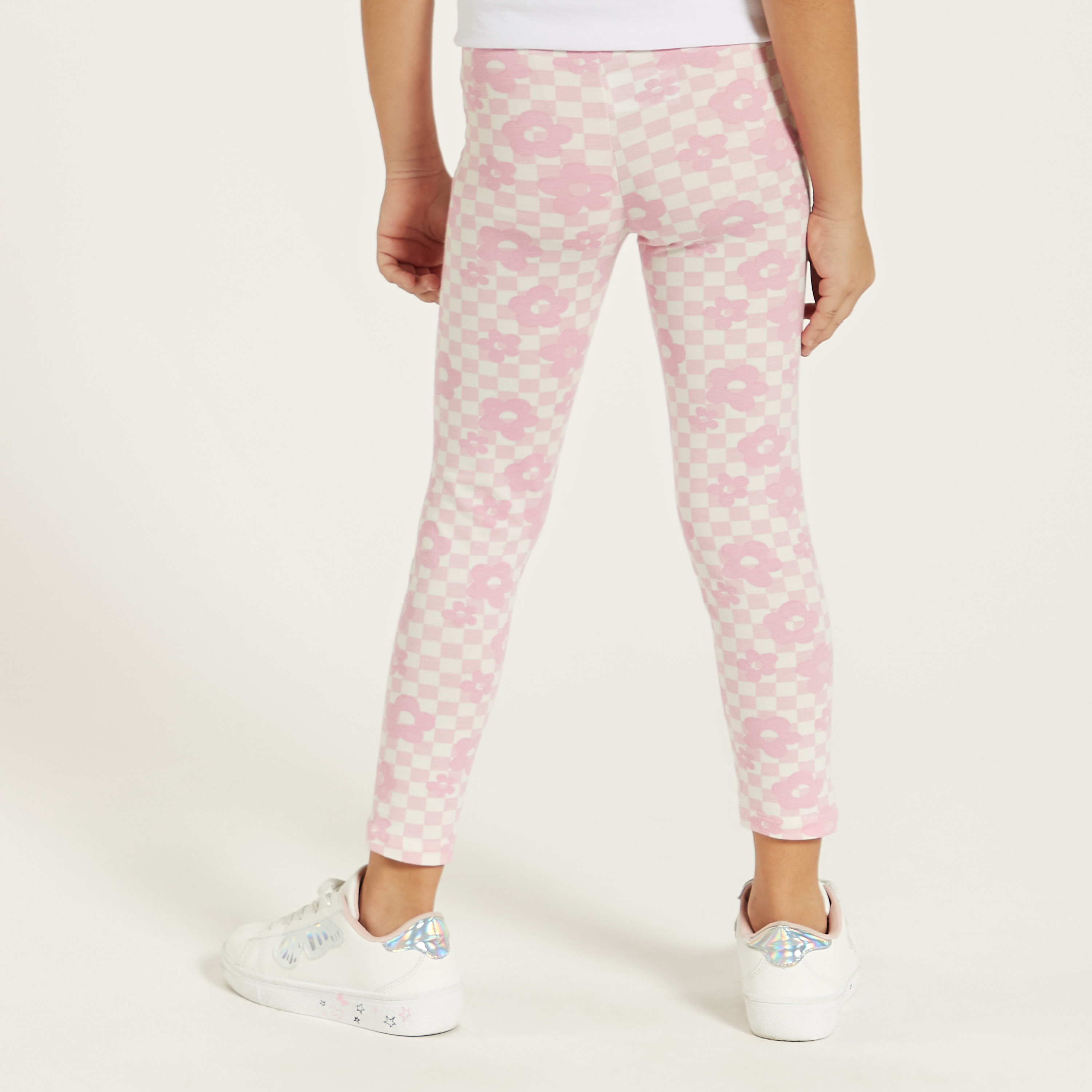 Juniors Floral Print Leggings with Elasticated Waistband-baby-girls-clothing-bottoms-leggings-image-3