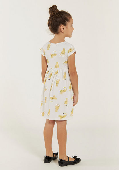 Juniors Printed Round Neck Dress with Button Closure and Pockets-Dresses%2C Gowns and Frocks-image-3