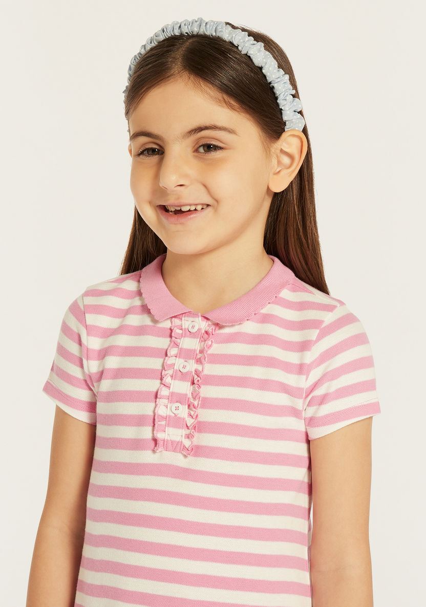 Juniors Striped Polo Dress with Short Sleeves-Dresses, Gowns & Frocks-image-2