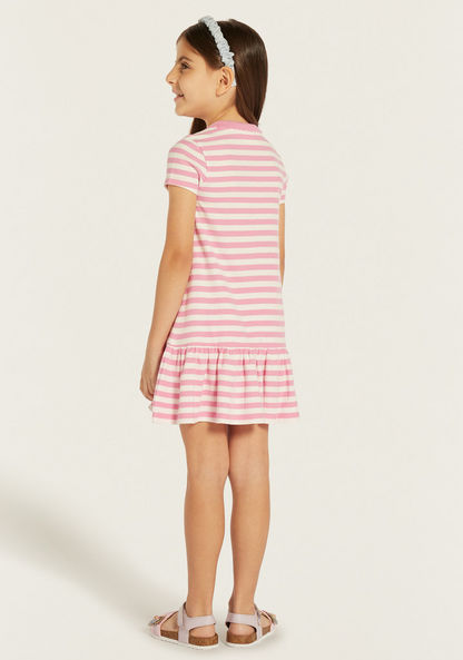Juniors Striped Polo Dress with Short Sleeves-Dresses%2C Gowns and Frocks-image-3