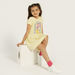 Juniors Printed Dress with Round Neck and Short Sleeves-Dresses%2C Gowns and Frocks-thumbnail-0