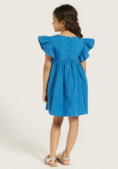 Juniors Textured Dress with Ruffle Short Sleeves-Dresses%2C Gowns and Frocks-image-3