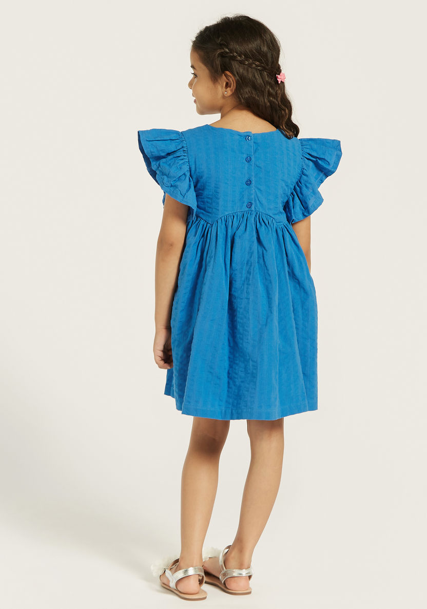 Juniors Textured Dress with Ruffle Short Sleeves-Dresses, Gowns & Frocks-image-3