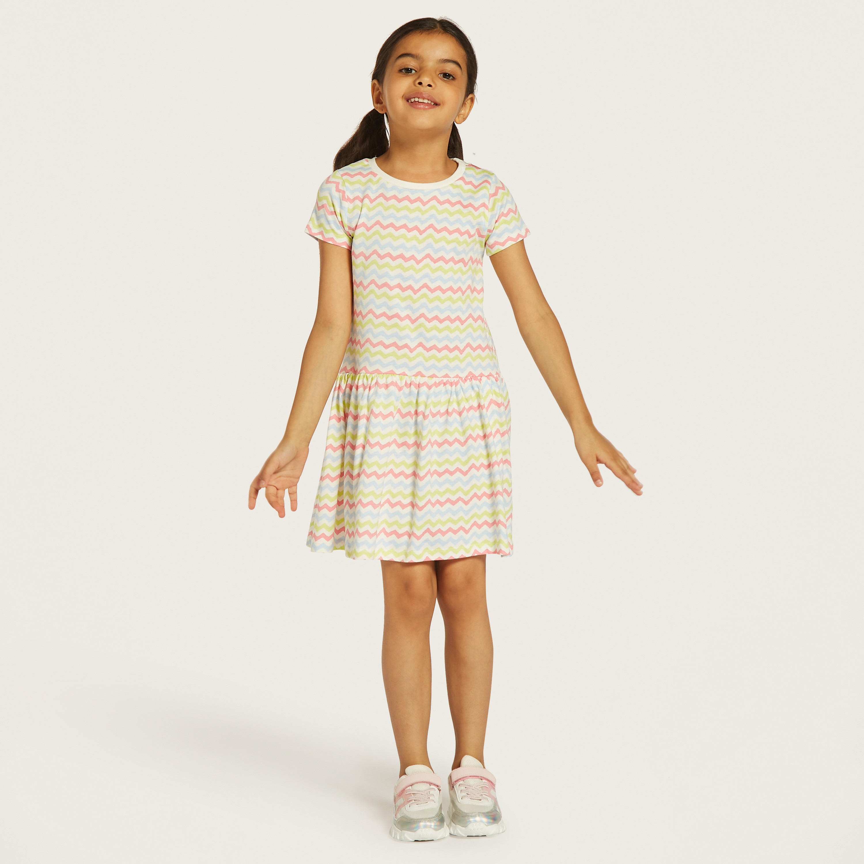Juniors All-Over Print Drop Waist Dress with Short Sleeves-girls-clothing-dressesandjumpsuits-image-2