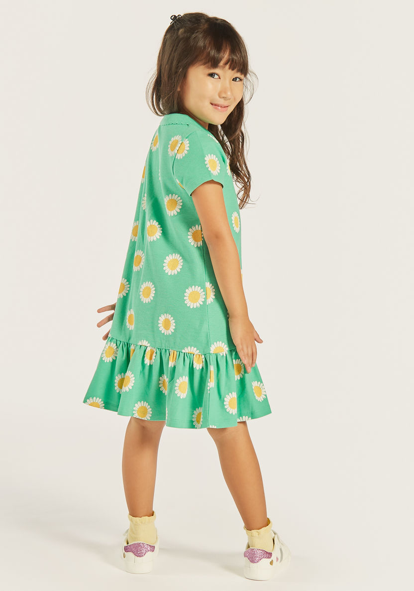 Juniors All-Over Floral Print Polo Dress with Ruffles-Dresses%2C Gowns and Frocks-image-3