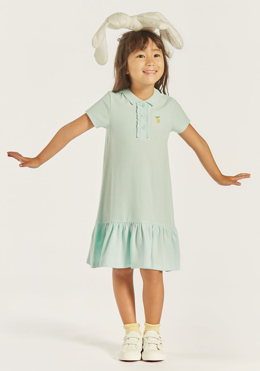 Juniors Embroidered Polo Dress with Ruffles-Dresses%2C Gowns and Frocks-image-0