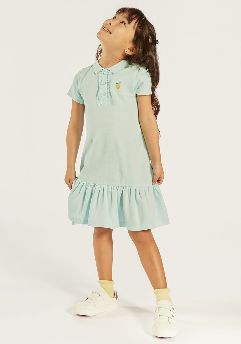 Juniors Embroidered Polo Dress with Ruffles-Dresses%2C Gowns and Frocks-image-1