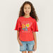 Juniors Embroidered T-shirt with Flutter Sleeves and Round Neck-T Shirts-thumbnailMobile-0