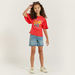 Juniors Embroidered T-shirt with Flutter Sleeves and Round Neck-T Shirts-thumbnailMobile-1