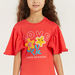 Juniors Embroidered T-shirt with Flutter Sleeves and Round Neck-T Shirts-thumbnail-2