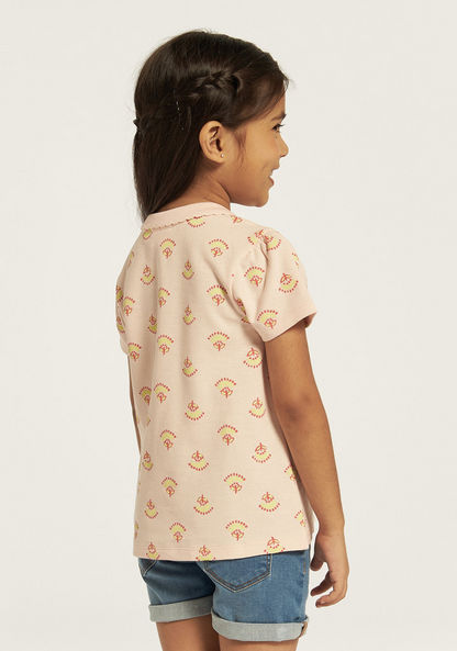 Juniors All-Over Print Polo T-shirt with Ruffles-T Shirts-image-3
