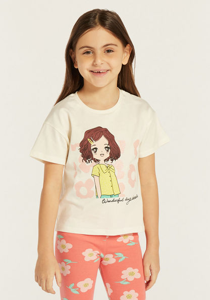 Juniors Printed Top with Short Sleeves - Set of 2-T Shirts-image-1