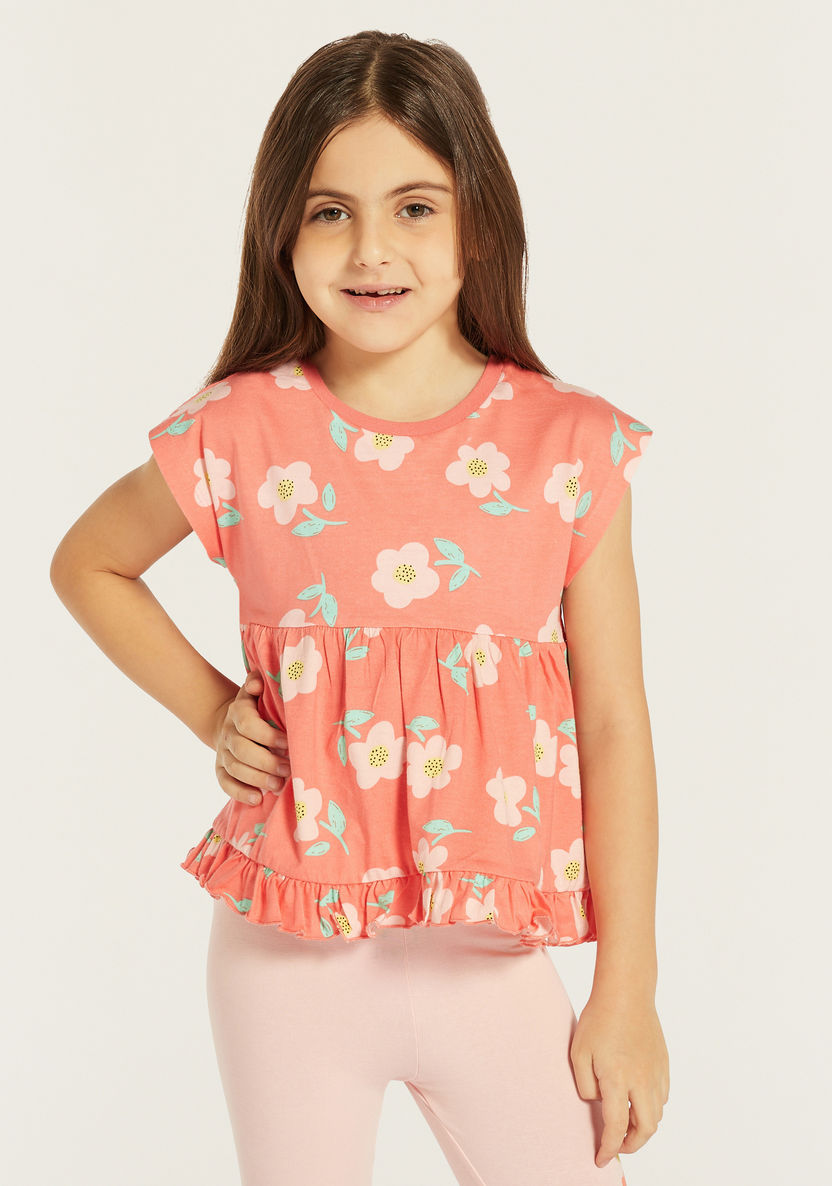 Juniors Printed Top with Short Sleeves - Set of 2-T Shirts-image-5