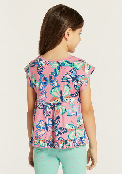Juniors Butterfly Print Top with Short Sleeves - Set of 2-T Shirts-image-6