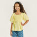 Juniors Shirred Detail Top with Balloon Sleeves-Blouses-thumbnail-0