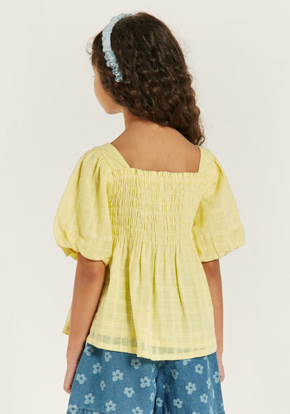 Juniors Shirred Detail Top with Balloon Sleeves-Blouses-image-3