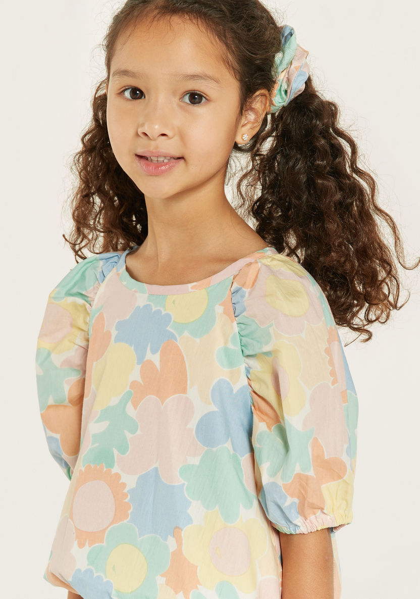 Juniors All-Over Floral Print Top with Puff Sleeves-Blouses-image-2