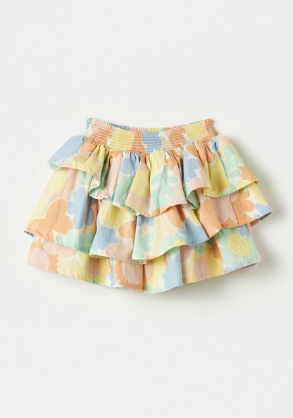 Juniors All-Over Print Layered Skirt with Elasticised Waistband-Skirts-image-3