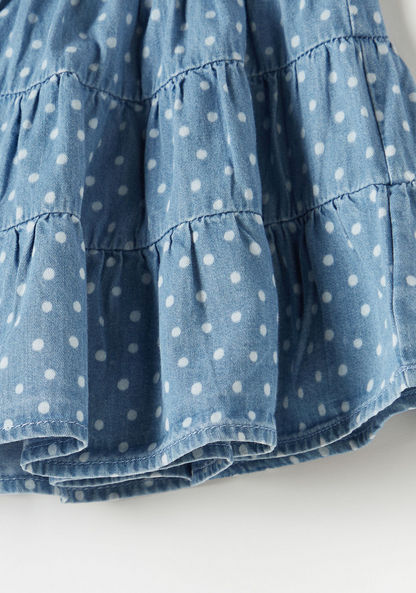 Juniors Polka Dot Print Tiered Skirt with Bow Detail-Skirts-image-2