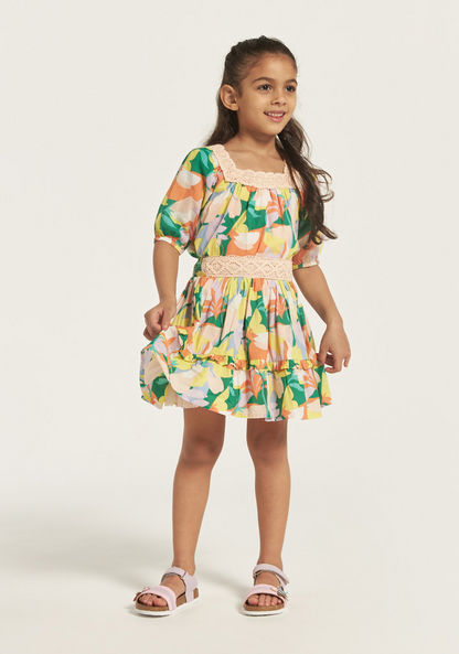 Juniors All-Over Floral Print Skirt with Ruffles-Skirts-image-0
