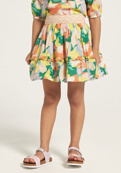 Juniors All-Over Floral Print Skirt with Ruffles-Skirts-image-1