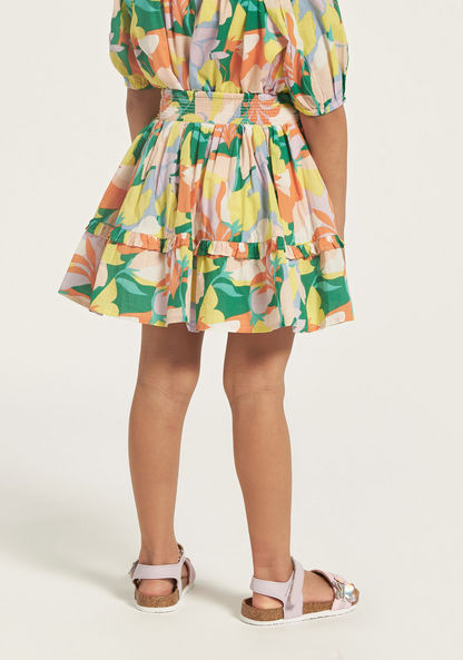 Juniors All-Over Floral Print Skirt with Ruffles-Skirts-image-3