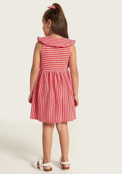 Juniors Striped Sleeveless Dress with Peter Pan Collar-Dresses%2C Gowns and Frocks-image-4