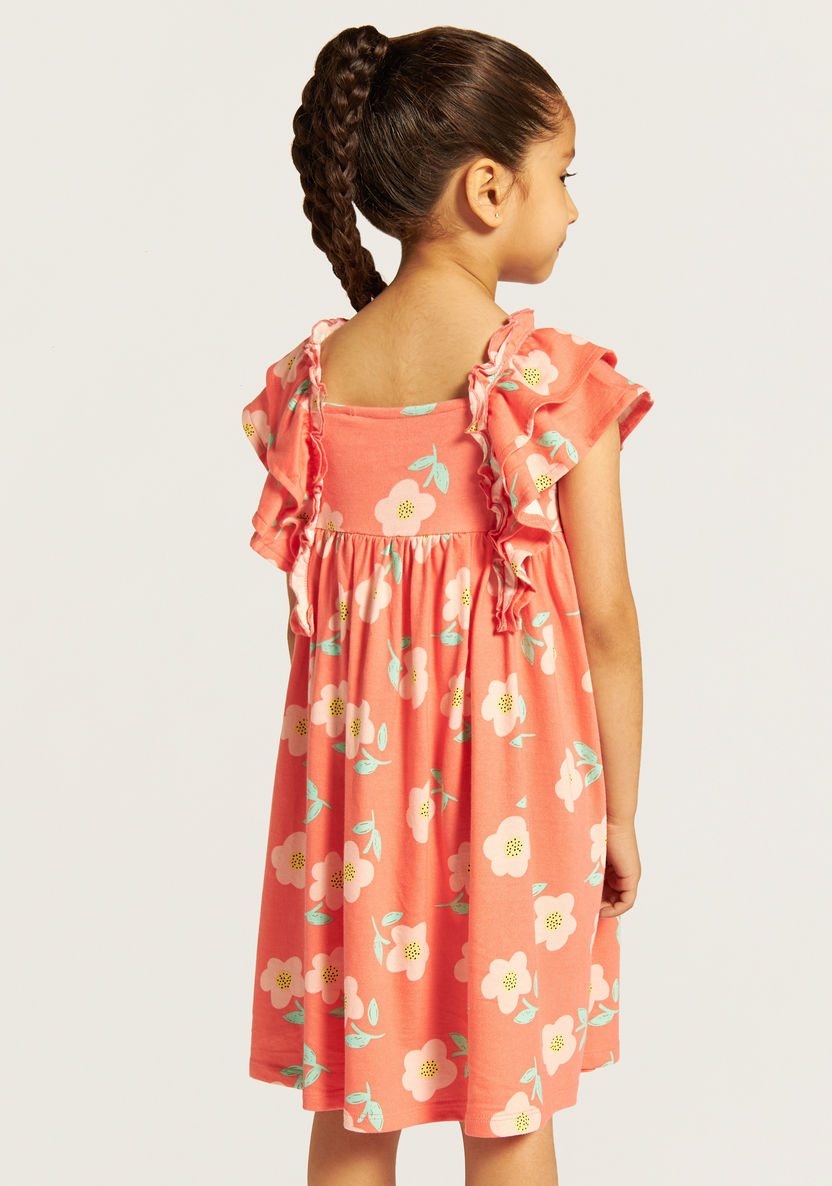 Juniors All-Over Floral Print Dress with Ruffle Detail-Dresses%2C Gowns and Frocks-image-3