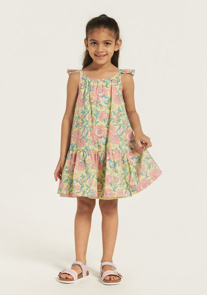 Juniors All-Over Floral Print Sleeveless Dress-Dresses%2C Gowns and Frocks-image-0