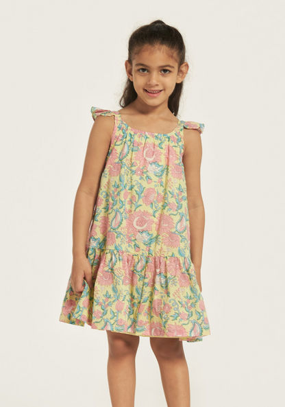 Juniors All-Over Floral Print Sleeveless Dress-Dresses%2C Gowns and Frocks-image-1