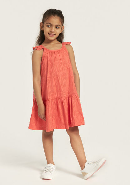 Juniors All-Over Print Sleeveless Dress with Ruffle Detail-Dresses%2C Gowns and Frocks-image-1