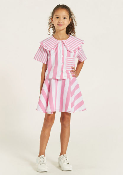 Juniors Striped Top and Skirt Set-Clothes Sets-image-0