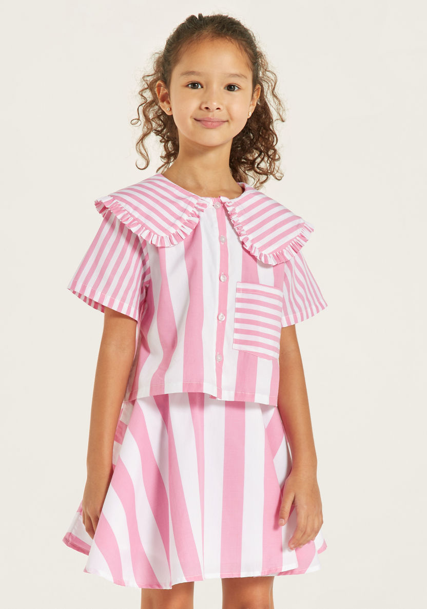Juniors Striped Top and Skirt Set-Clothes Sets-image-1