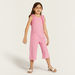 Juniors Textured Sleeveless Playsuit with Ruffle Detail and Button Closure-Rompers%2C Dungarees and Jumpsuits-thumbnail-1