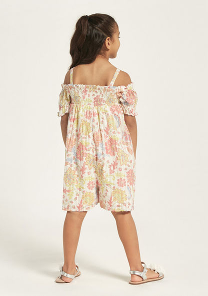 Juniors All-Over Floral Print Cold Shoulder Romper-Rompers%2C Dungarees and Jumpsuits-image-3