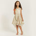 Juniors Textured Sleeveless Dress with High-Low Hem and Bow Applique-Dresses%2C Gowns and Frocks-thumbnail-0