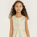 Juniors Textured Sleeveless Dress with High-Low Hem and Bow Applique-Dresses%2C Gowns and Frocks-thumbnail-2