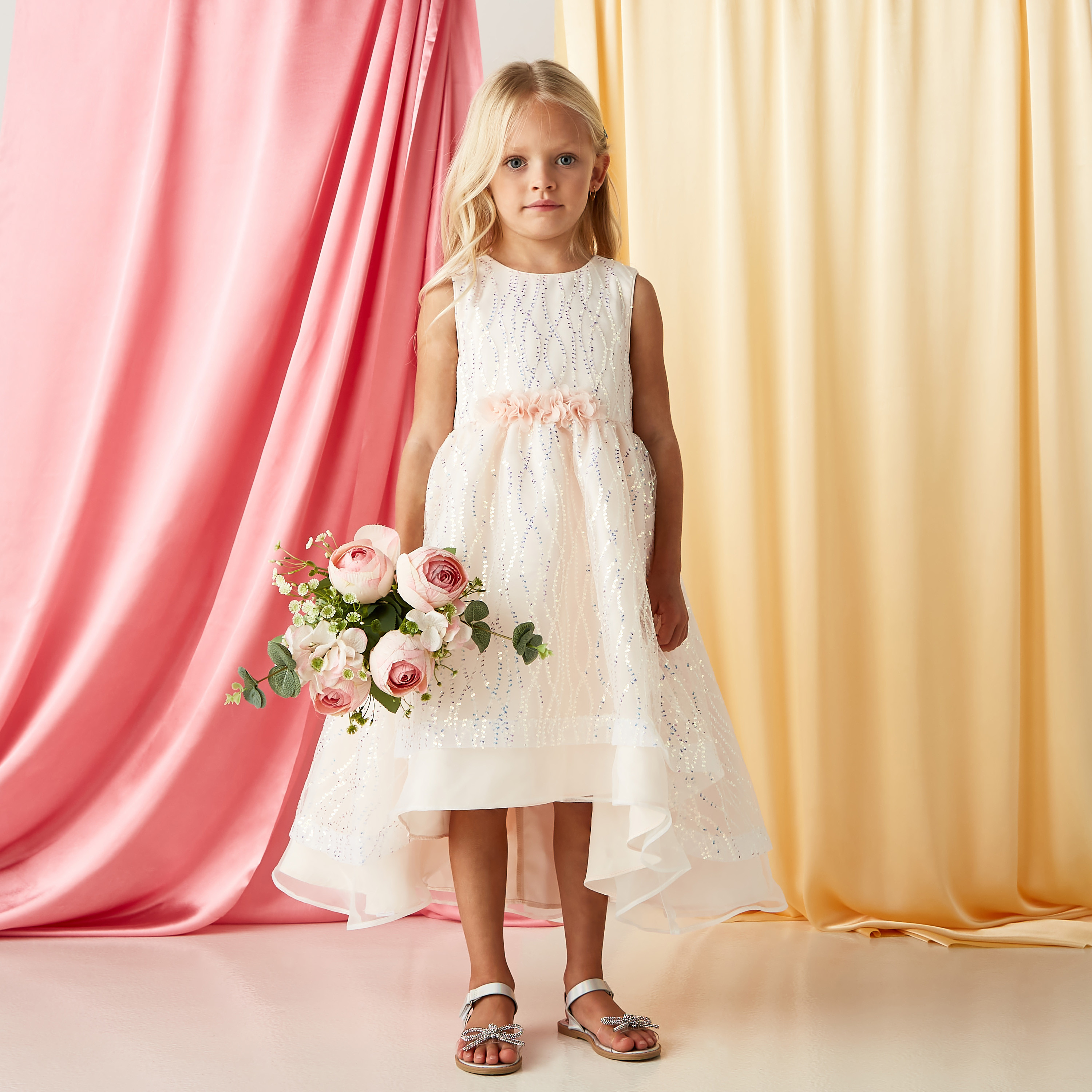 Buy Juniors Embellished Sleeveless High Low Dress with Bow Accent Online Mothercare Bahrain