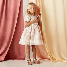 Juniors All-Over Textured Dress with Tie-Up Bow and Zip Closure