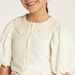 Eligo Solid Top with Peter Pan Collar and Puff Sleeves-Blouses-thumbnail-2