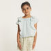 Eligo Textured Square Neck Top with Short Sleeves and Ruffle Detail-Blouses-thumbnailMobile-0