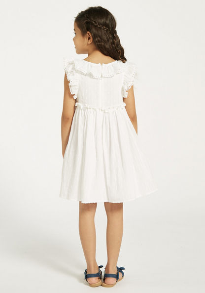 Eligo Embroidered Sleeveless Dress with Ruffle Detail-Dresses%2C Gowns and Frocks-image-3