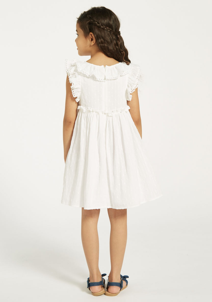 Eligo Embroidered Sleeveless Dress with Ruffle Detail-Dresses, Gowns & Frocks-image-3