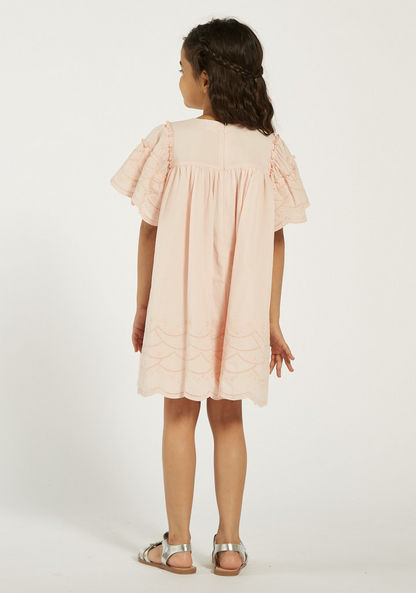 Eligo Embroidered Dress with Round Neck and Short Sleeves-Dresses%2C Gowns and Frocks-image-3