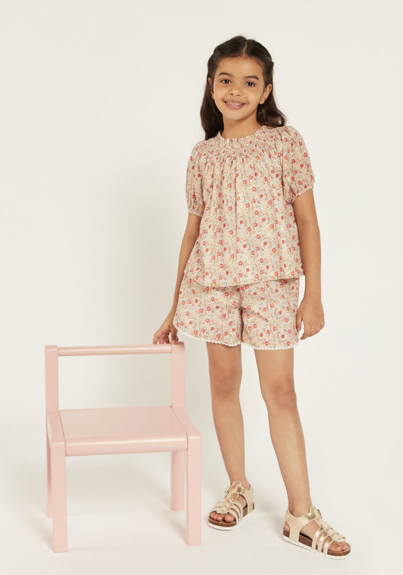 Eligo All-Over Floral Print Top and Shorts Set-Clothes Sets-image-0