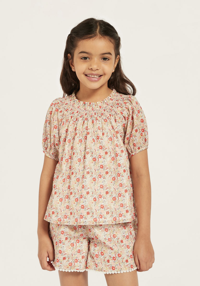 Eligo All-Over Floral Print Top and Shorts Set-Clothes Sets-image-1