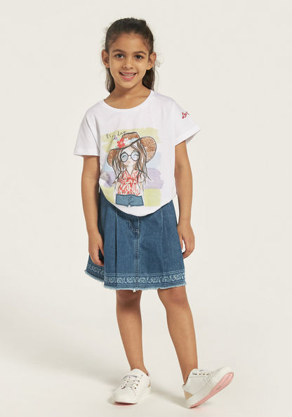 Lee Cooper Graphic Print Round Neck T-short with Short Sleeves-T Shirts-image-1